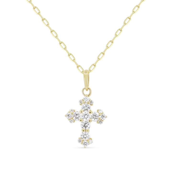 14K Yellow Gold Diamond Cross Necklace