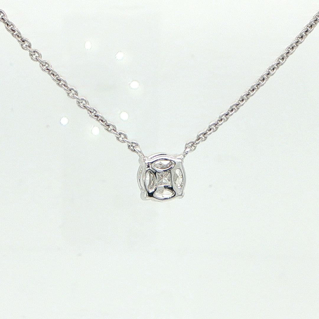 18K White Gold Marquise & Pear Diamond Circle Necklace