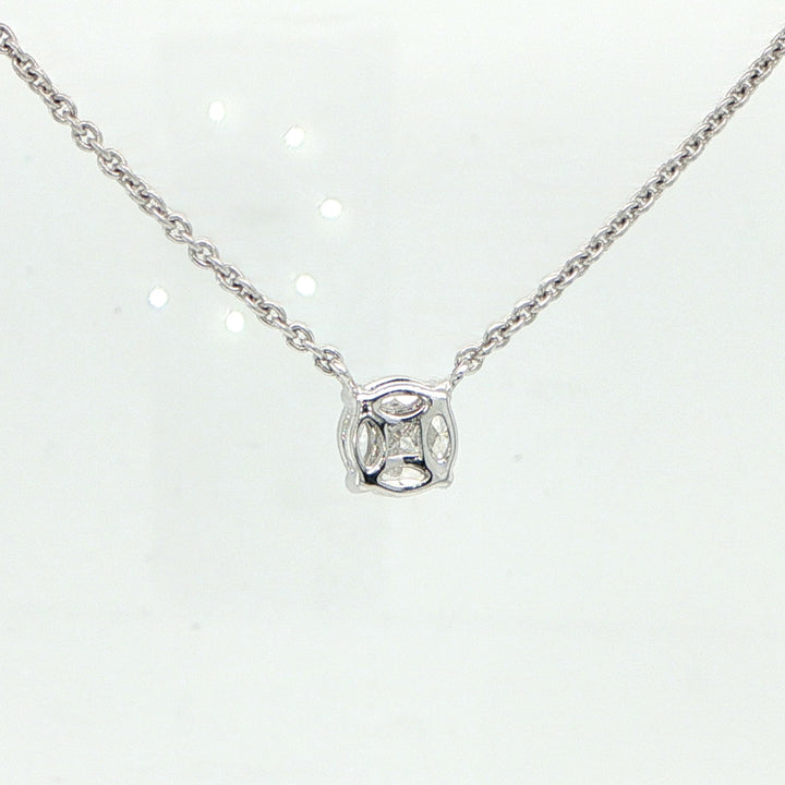 18K White Gold Marquise & Pear Diamond Circle Necklace