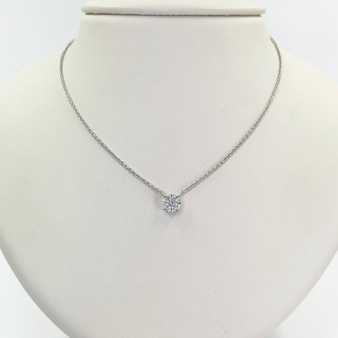 18K White Gold Marquise & Pear Diamond Circle Necklace