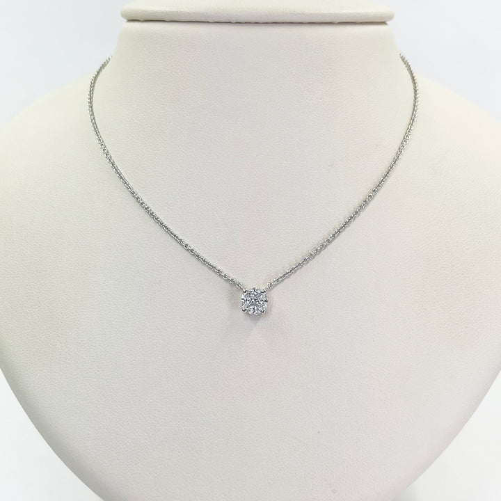 18K White Gold Marquise & Pear Diamond Circle Necklace