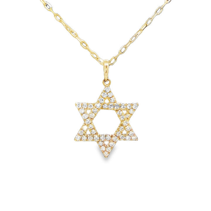 14K Yellow Gold Diamond Star of David Necklace