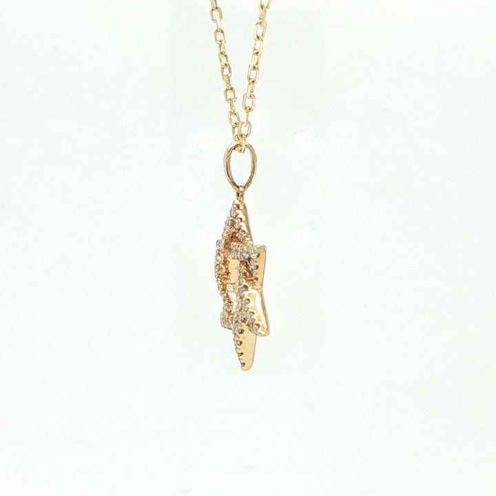 14K Yellow Gold Diamond Star of David Necklace