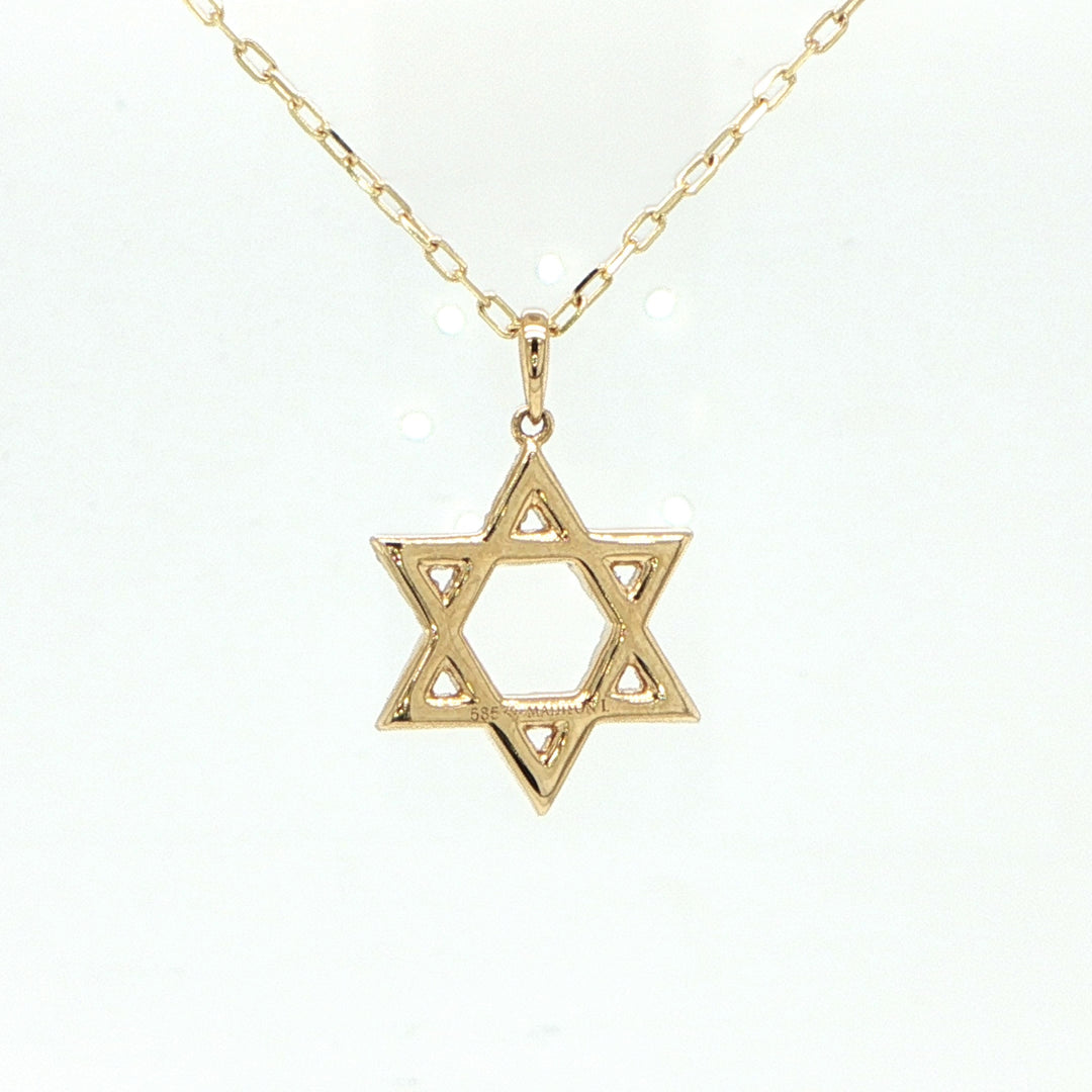 14K Yellow Gold Diamond Star of David Necklace