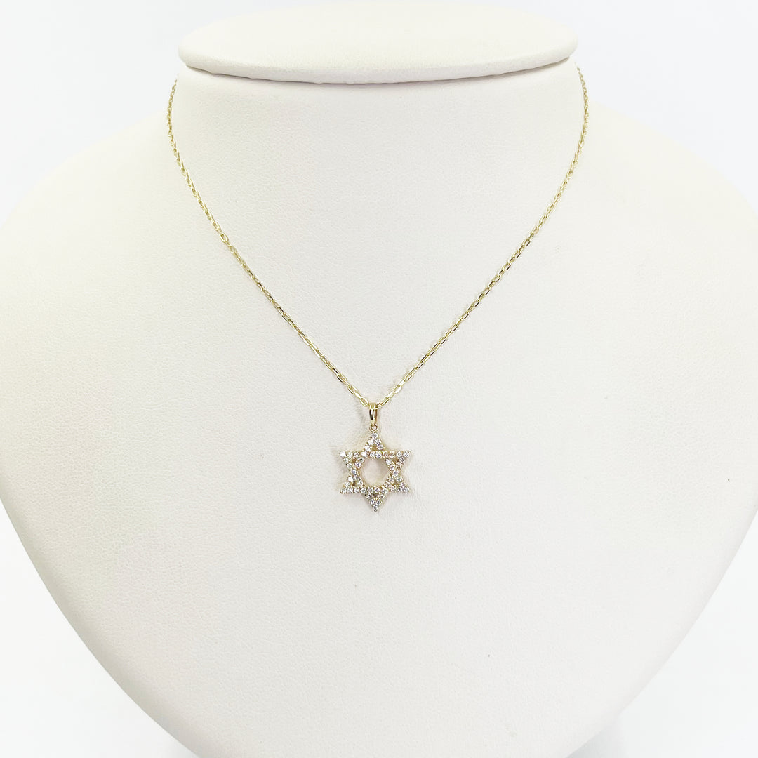 14K Yellow Gold Diamond Star of David Necklace