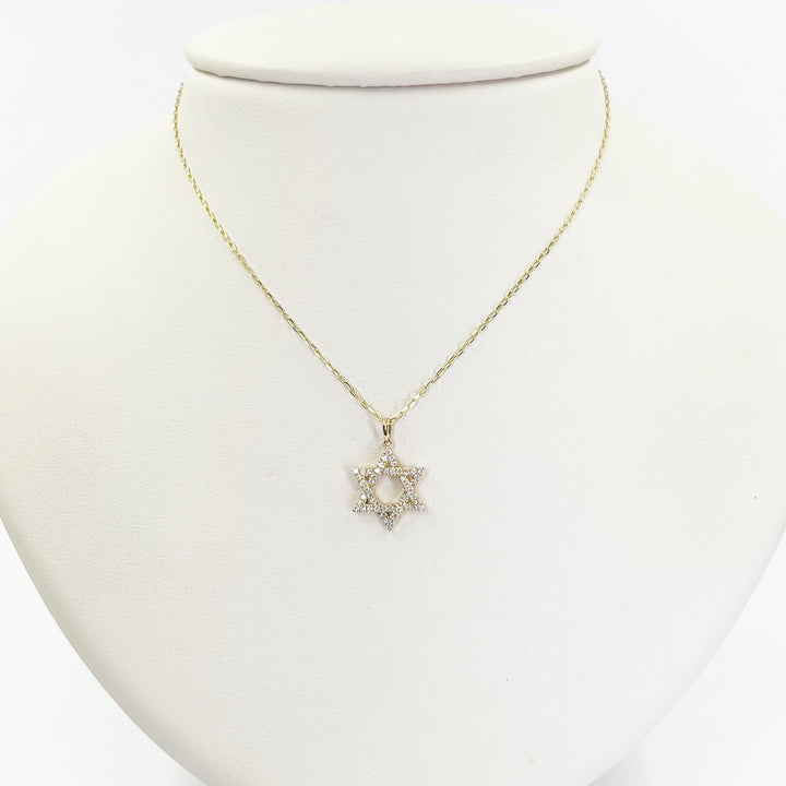 14K Yellow Gold Diamond Star of David Necklace