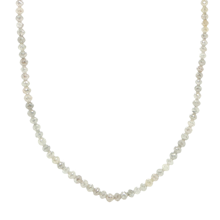 14K White Gold Faceted Grey Diamond Bead Necklace