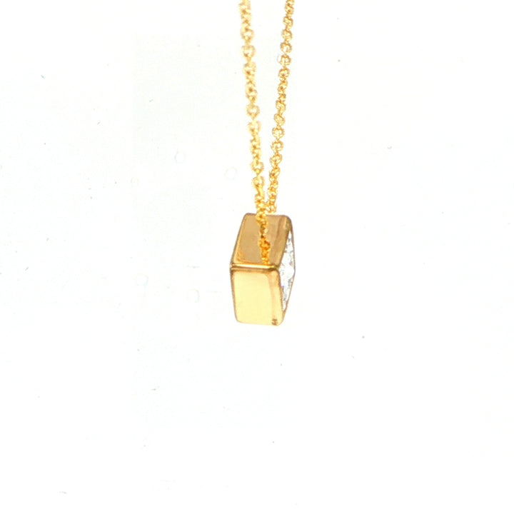 14K Yellow Gold Princess Cut Diamond Pendant Necklace