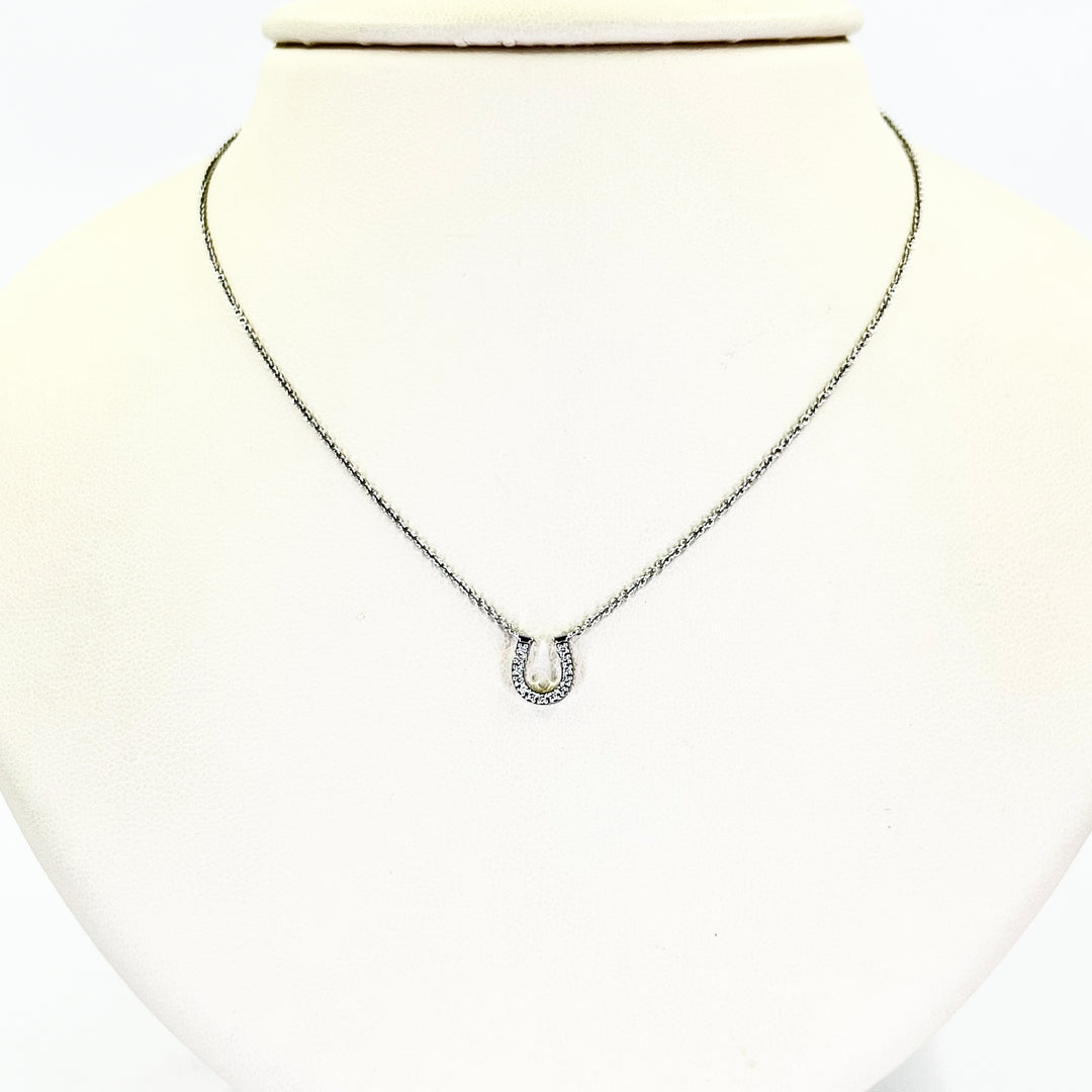 Tiffany & Co. 18K White Gold Diamond Horseshoe Necklace