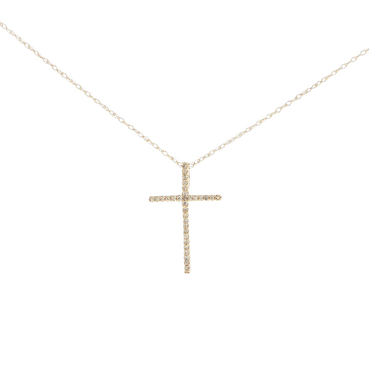 14K Yellow Gold Diamond Cross Necklace