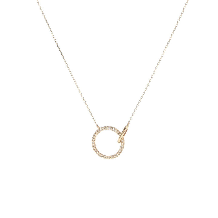 14K Yellow Gold Diamond Open Circle Necklace