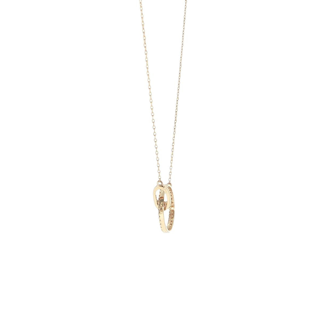14K Yellow Gold Diamond Open Circle Necklace