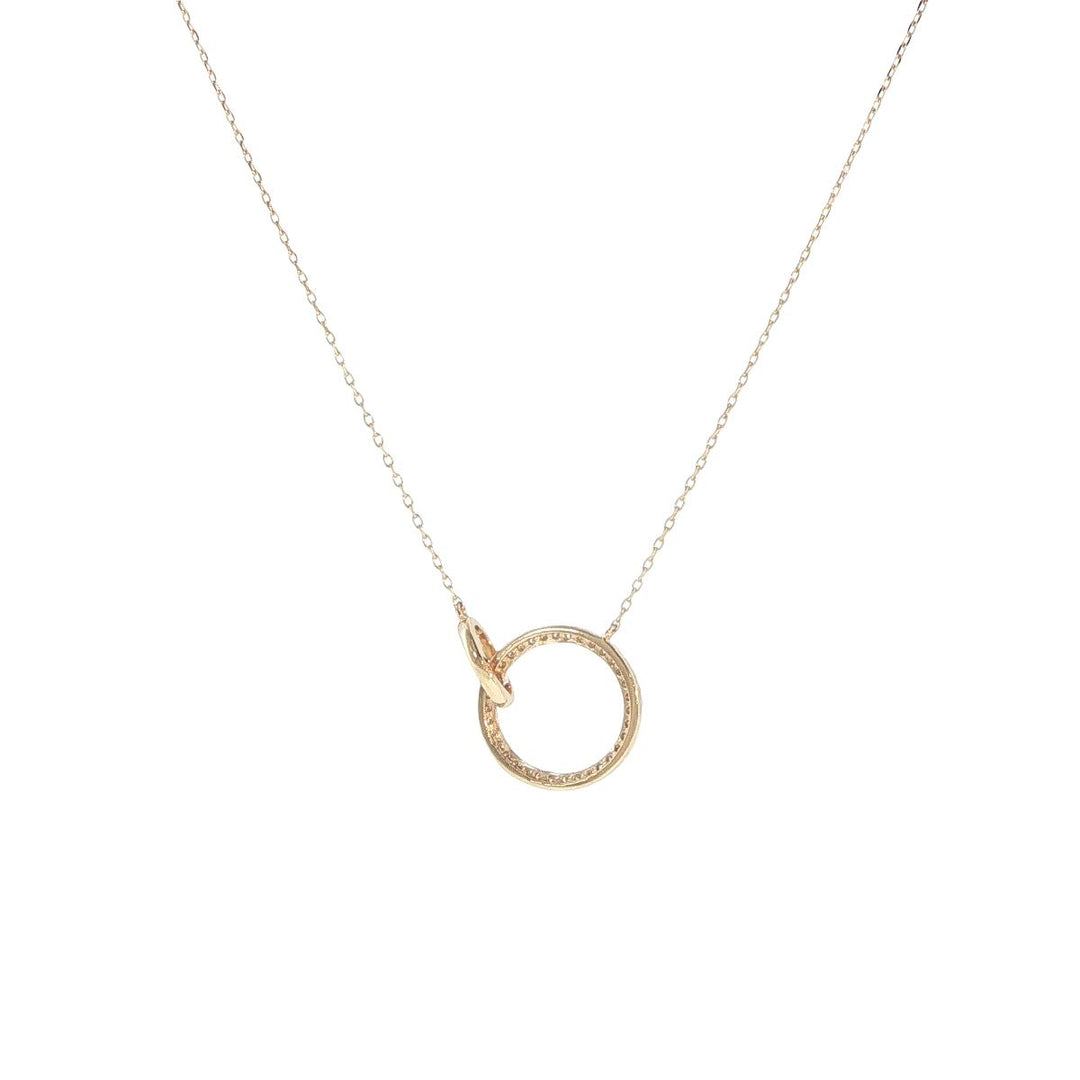 14K Yellow Gold Diamond Open Circle Necklace
