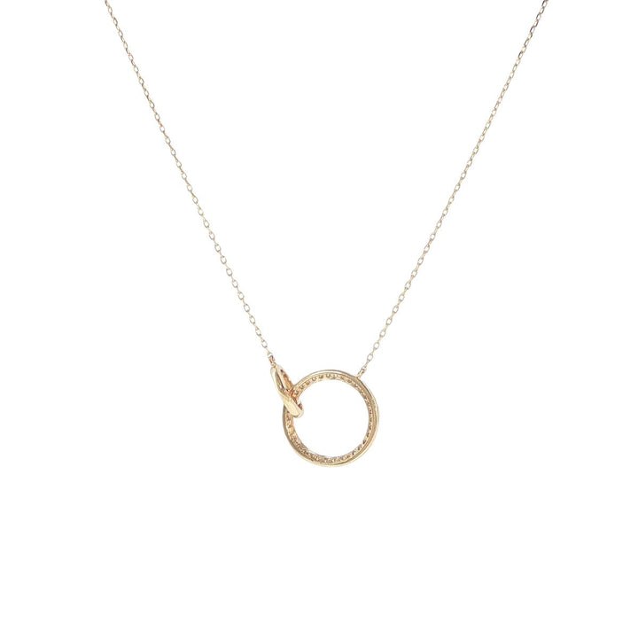 14K Yellow Gold Diamond Open Circle Necklace