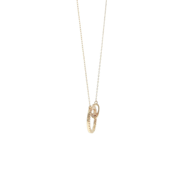14K Yellow Gold Diamond Open Circle Necklace