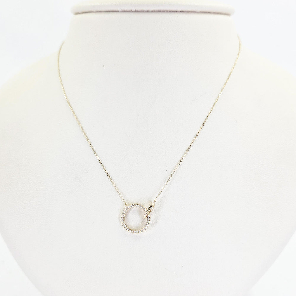 14K Yellow Gold Diamond Open Circle Necklace