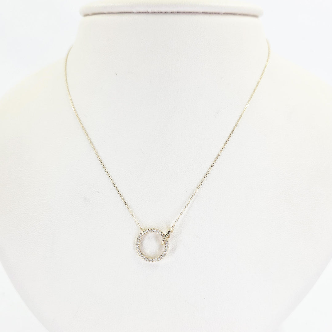 14K Yellow Gold Diamond Open Circle Necklace