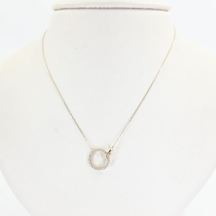 14K Yellow Gold Diamond Open Circle Necklace