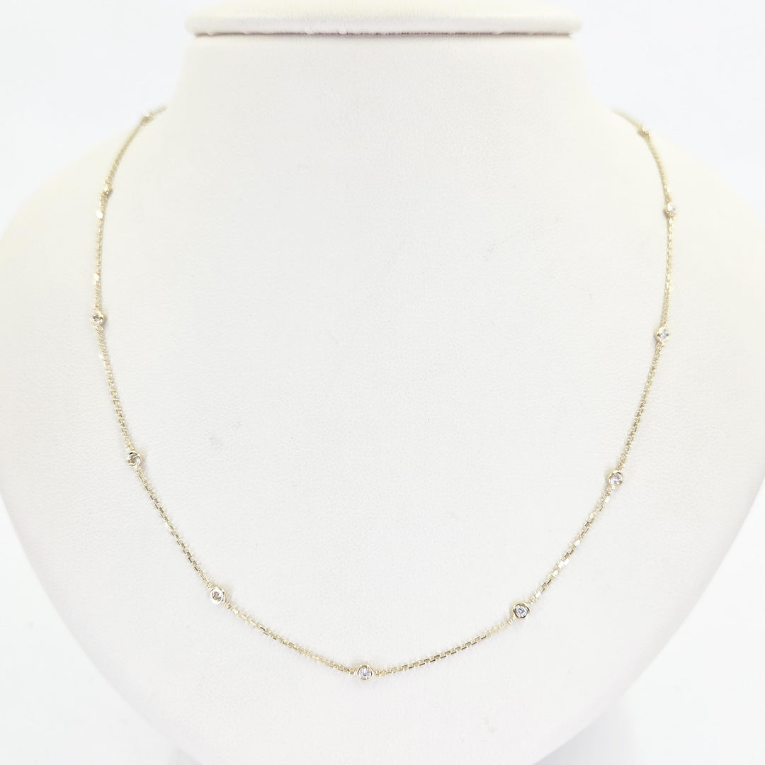 14K Yellow Gold Diamond by the Yard Necklace