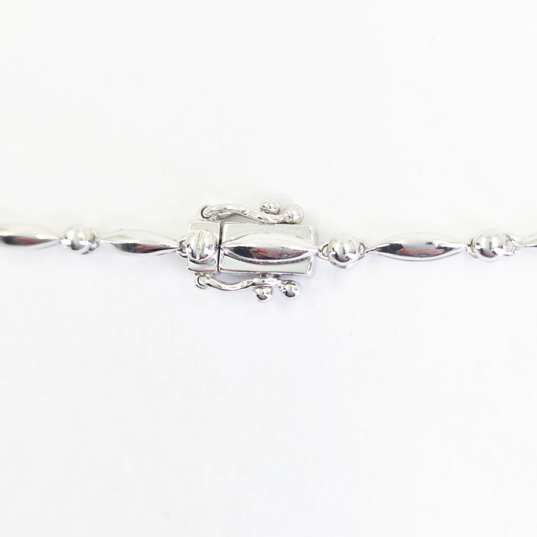 18K White Gold Marquise & Round Diamond Necklace