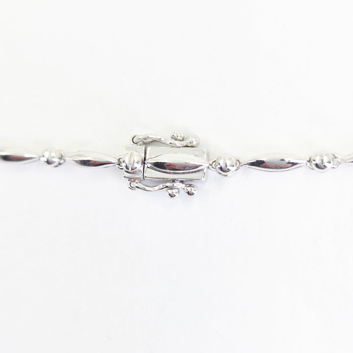 18K White Gold Marquise & Round Diamond Necklace
