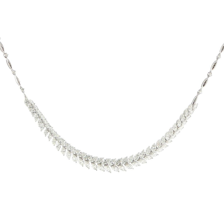 18K White Gold Marquise & Round Diamond Necklace