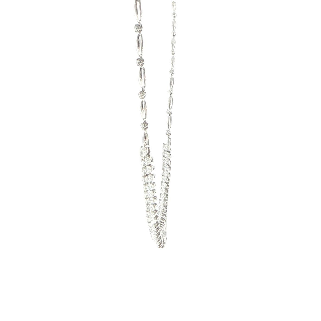 18K White Gold Marquise & Round Diamond Necklace