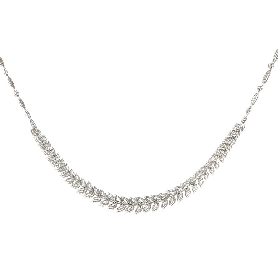 18K White Gold Marquise & Round Diamond Necklace