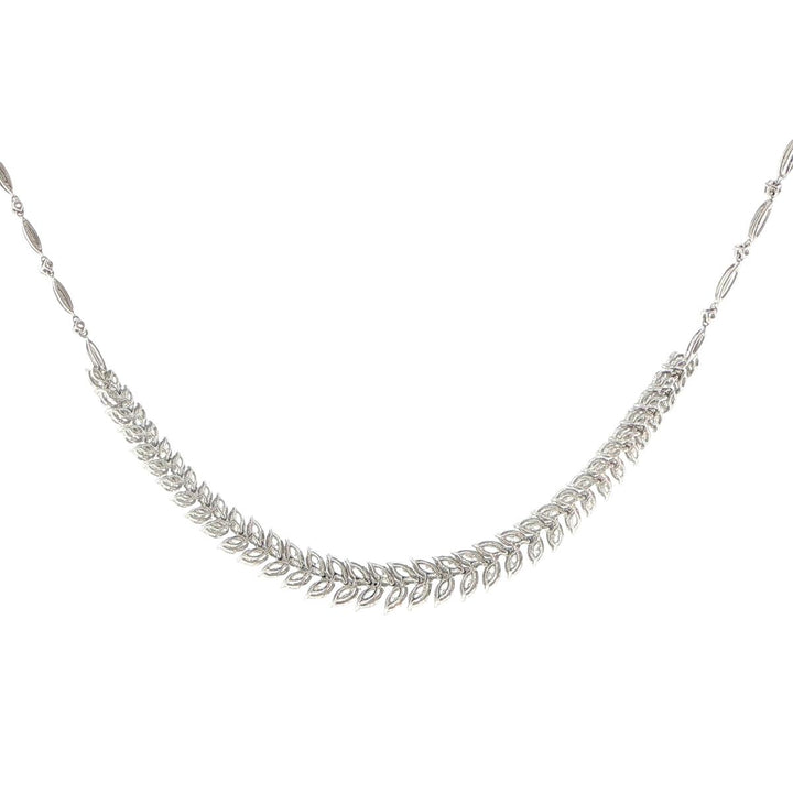18K White Gold Marquise & Round Diamond Necklace