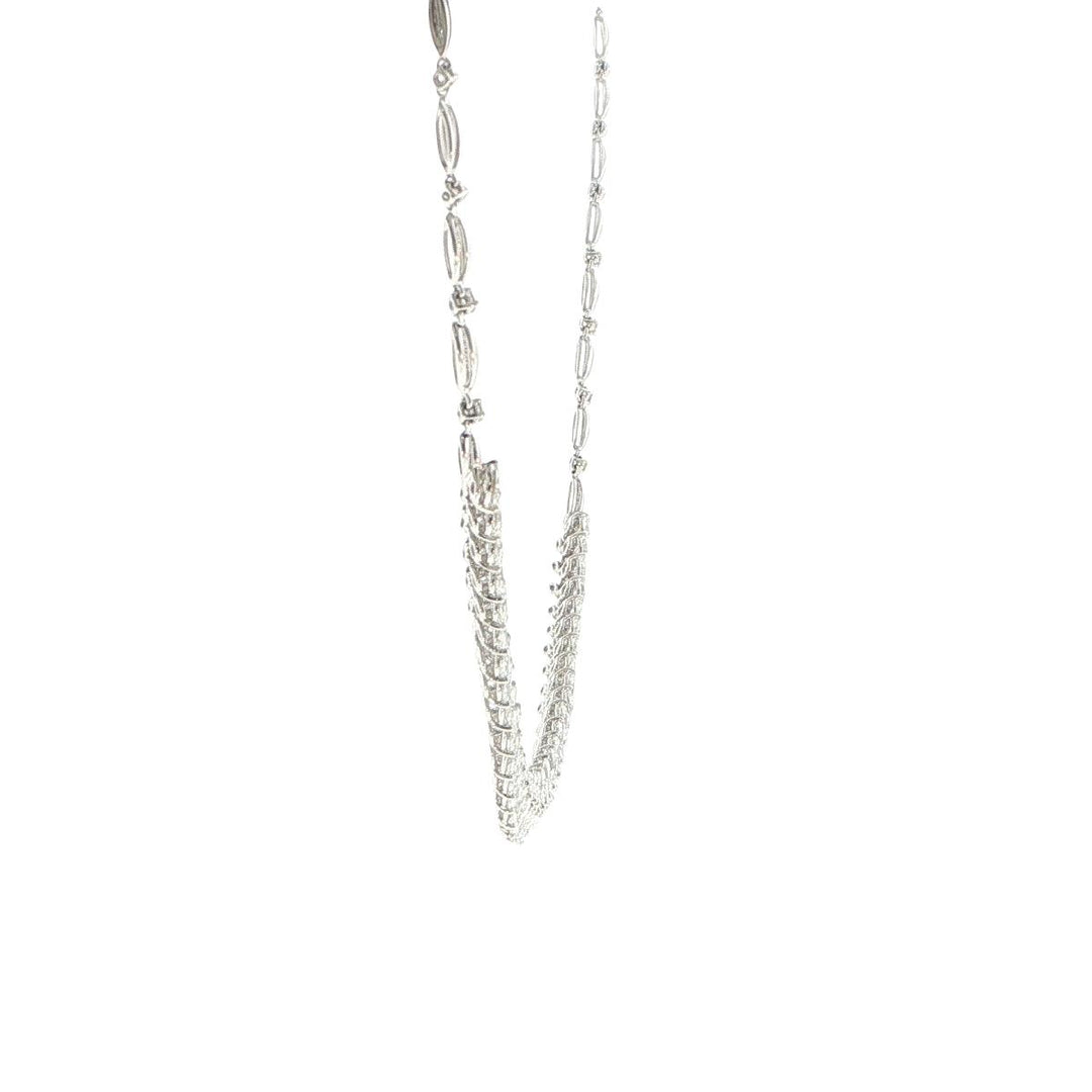 18K White Gold Marquise & Round Diamond Necklace