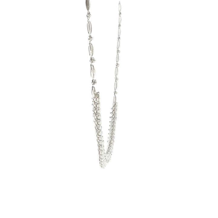 18K White Gold Marquise & Round Diamond Necklace