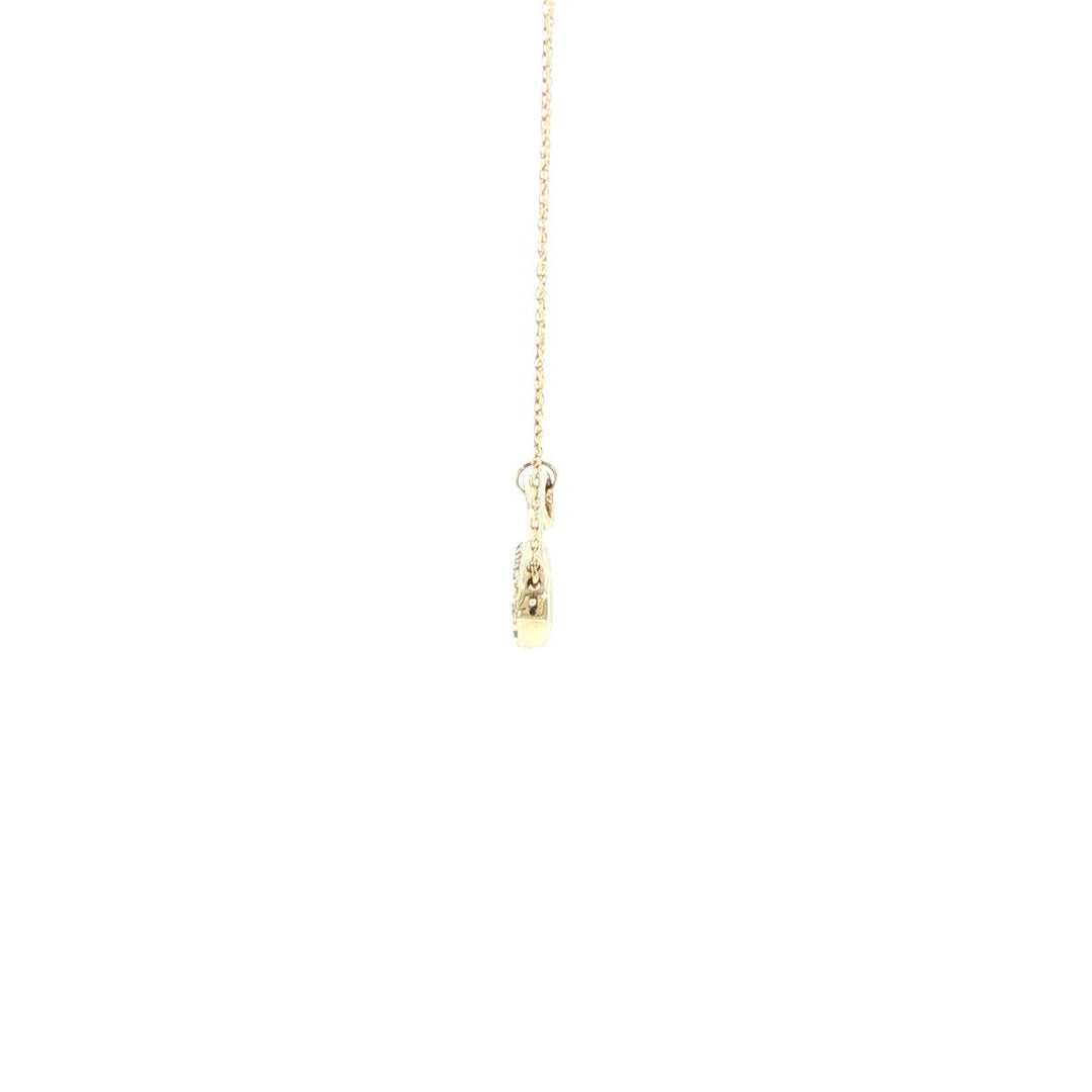 14K Yellow Gold Diamond Safety Pin Necklace