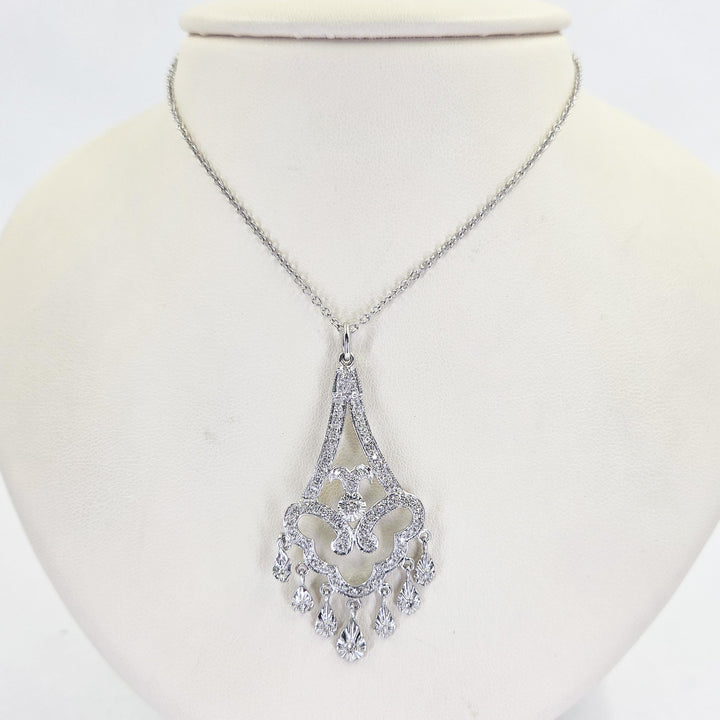 14K White Gold Diamond Chandelier Necklace