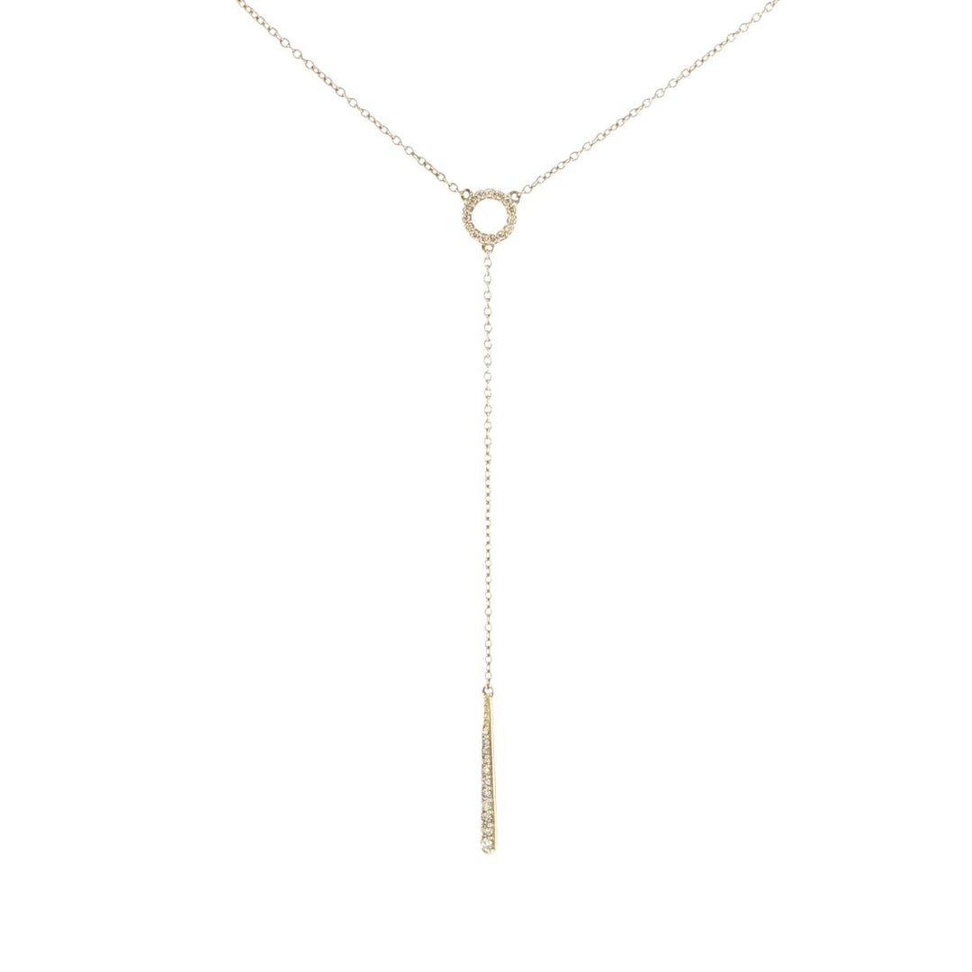 14K Yellow Gold Diamond Bar Drop Necklace