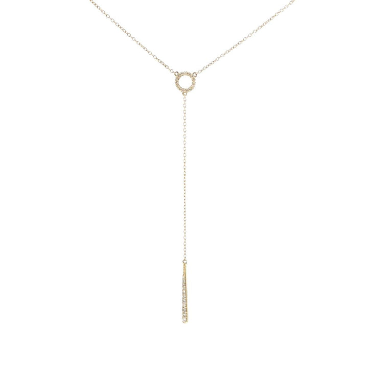 14K Yellow Gold Diamond Bar Drop Necklace