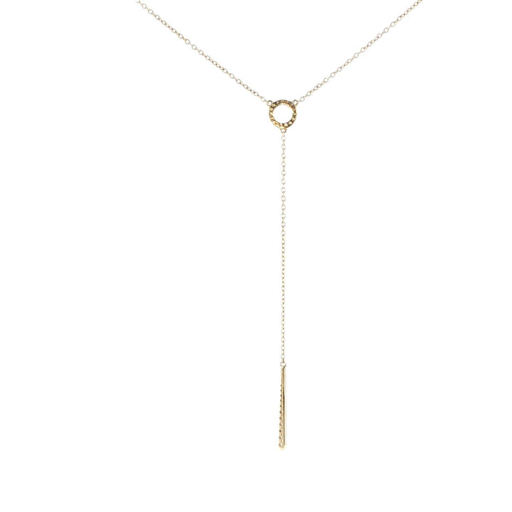 14K Yellow Gold Diamond Bar Drop Necklace