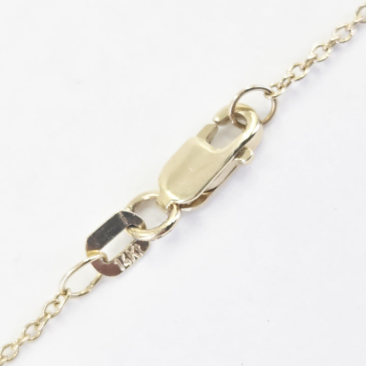 14K Yellow Gold Diamond Bar Drop Necklace