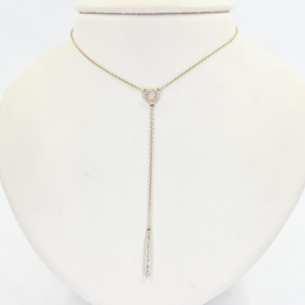14K Yellow Gold Diamond Bar Drop Necklace