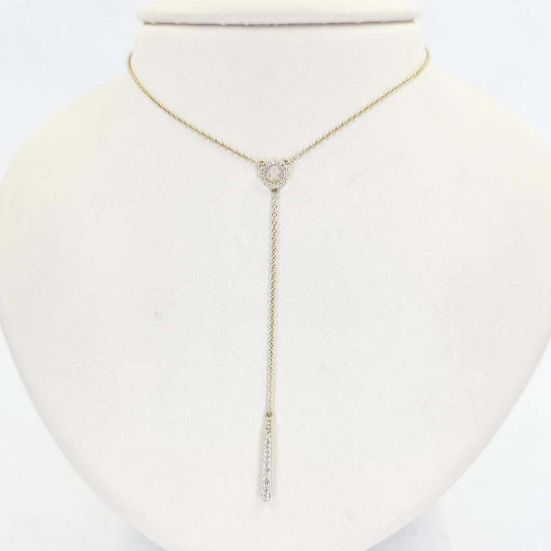 14K Yellow Gold Diamond Bar Drop Necklace