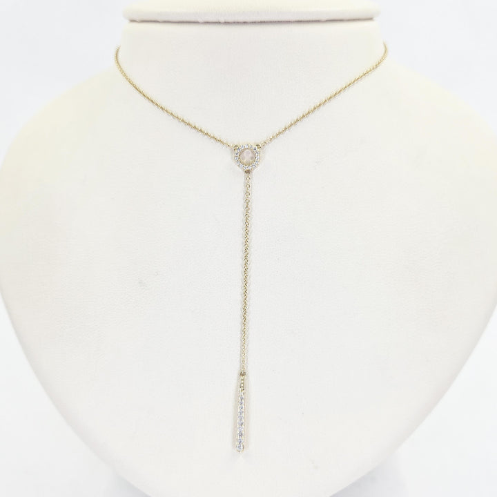 14K Yellow Gold Diamond Bar Drop Necklace