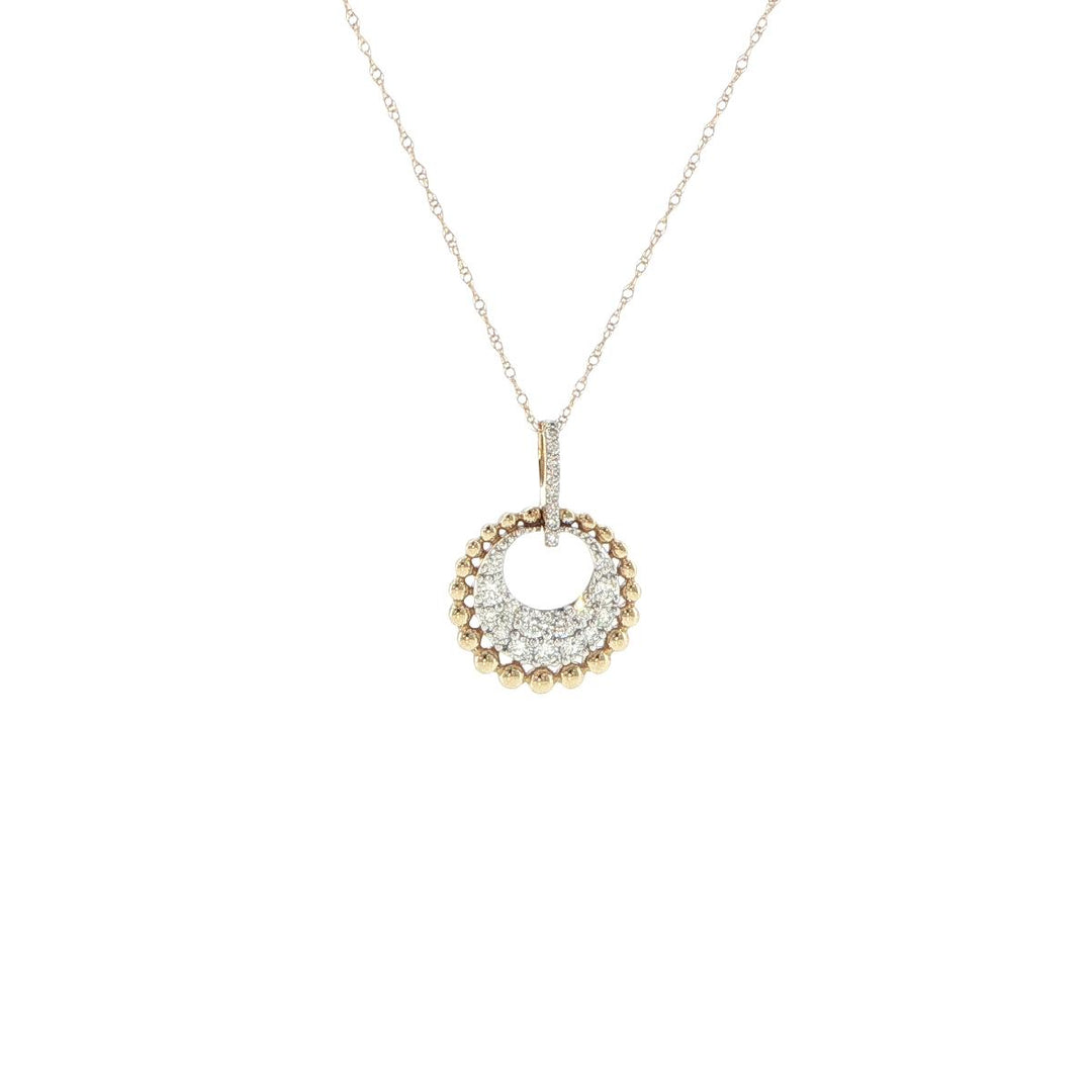 14K Yellow Gold Circular Diamond Necklace