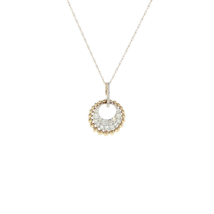 14K Yellow Gold Circular Diamond Necklace