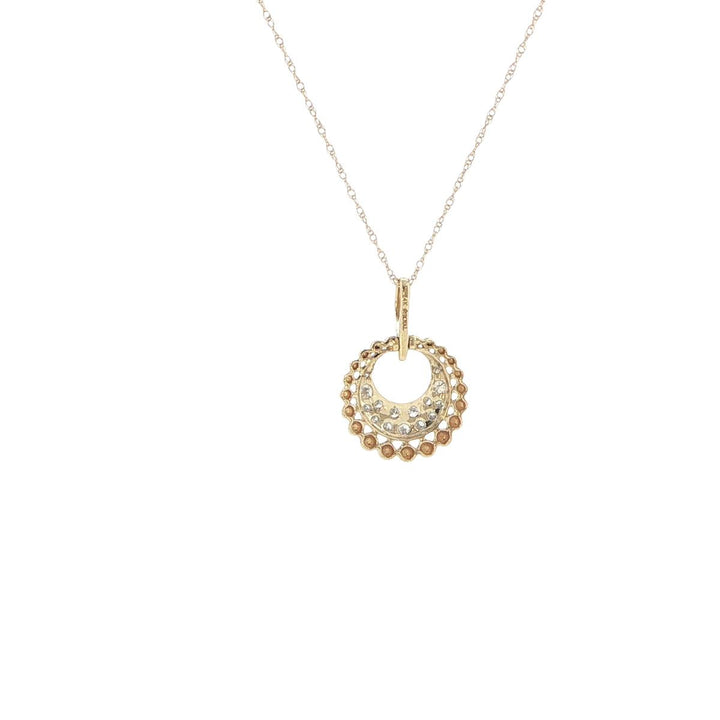 14K Yellow Gold Circular Diamond Necklace