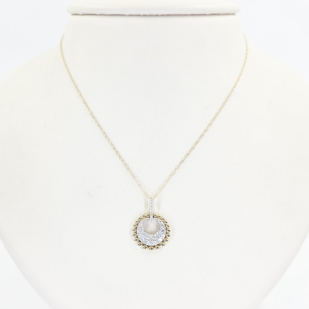 14K Yellow Gold Circular Diamond Necklace