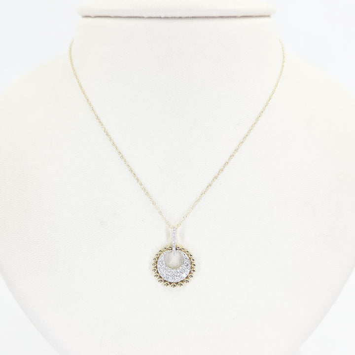 14K Yellow Gold Circular Diamond Necklace