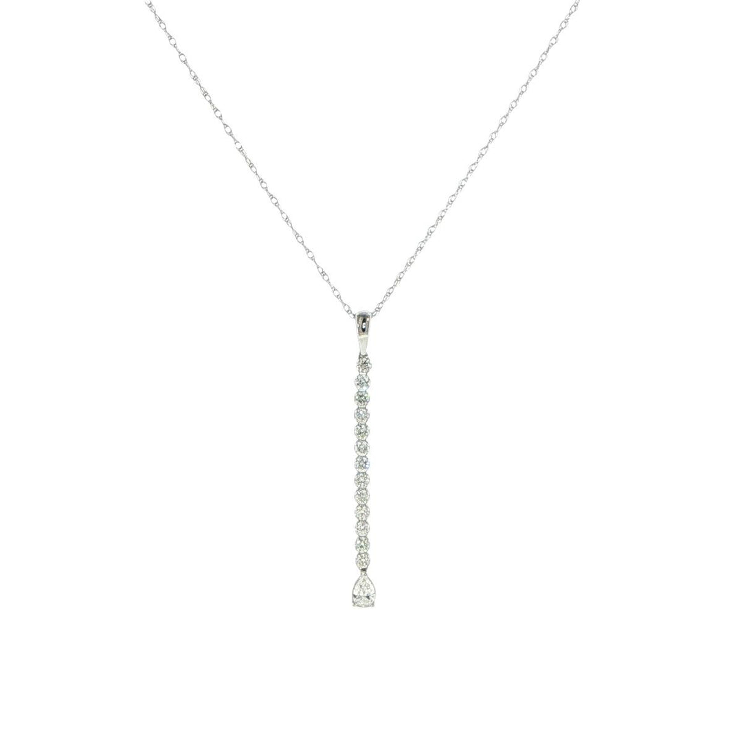 14K White Gold Flexible Bar Diamond Necklace