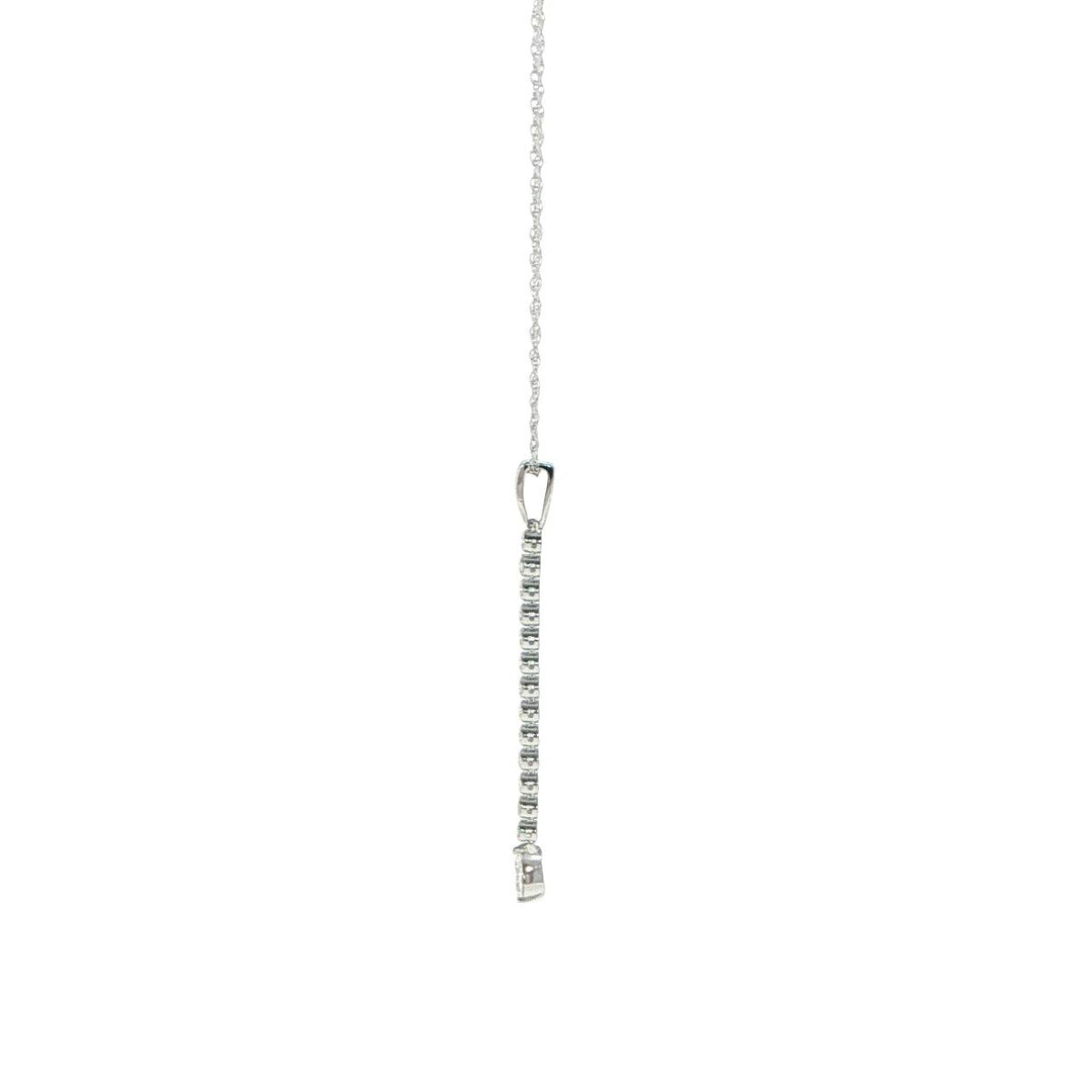 14K White Gold Flexible Bar Diamond Necklace