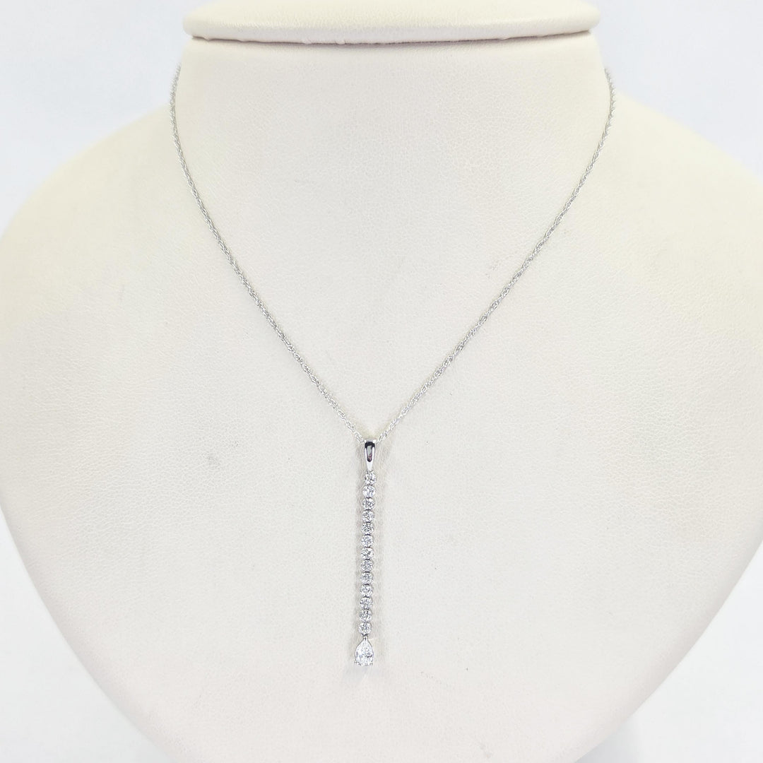 14K White Gold Flexible Bar Diamond Necklace