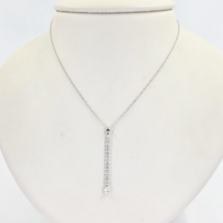14K White Gold Flexible Bar Diamond Necklace
