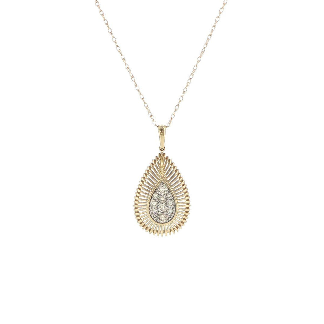 14K Yellow Gold Diamond Teardrop Necklace